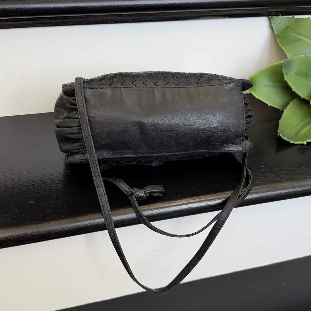 Bottega Veneta Black Intrecciato Leather Shoulder Bag